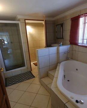 Blue Sky Lodge - Lower west bathroom with spa bath and shower